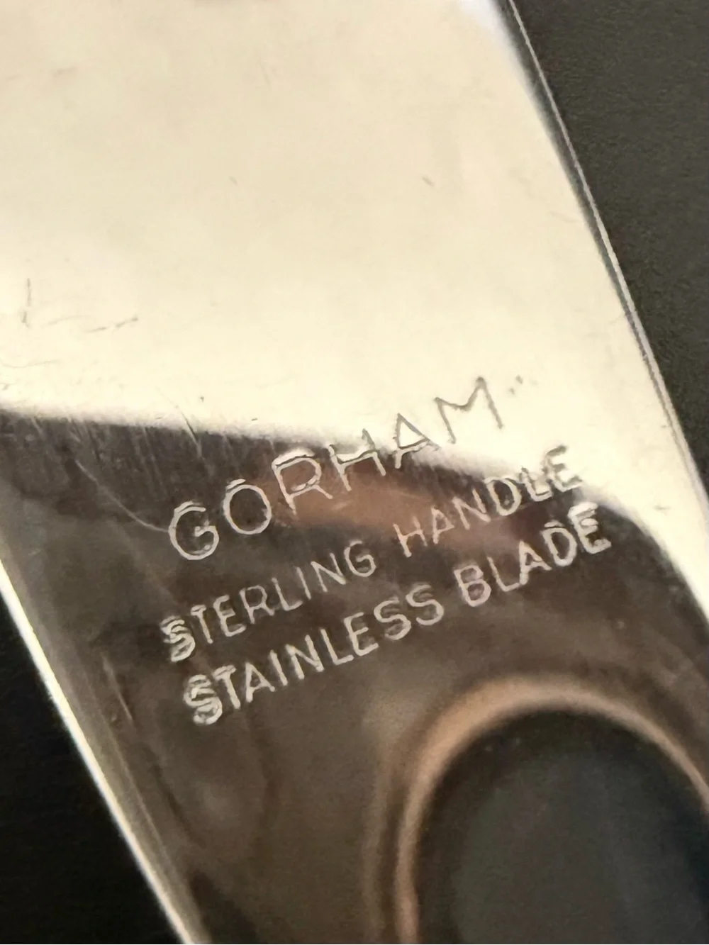 4 Vintage GORHAM Sterling Gothic Monogram W or M Hollow Handle Butter Spreader